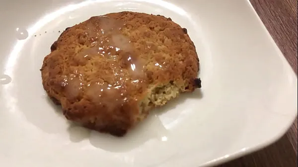 Show Russian breakfast for friends! Cumming on cookies! Cum on food clips Movies