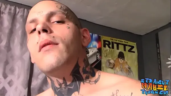 Vis Straight tattooed thug Drac cums while tugging big cock klip Film
